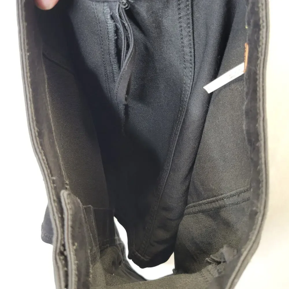 Free People Black Twill Off-Center Brown Button Mini Skirt, 0